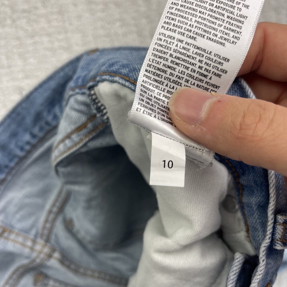 UNIQLO Relaxed Ankle Blue Jeans Size 27 Wide Fit Tapered Distressed Y2K Loose - Picture 8 of 11